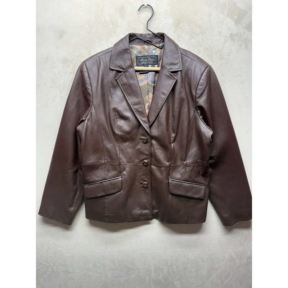 Terry Lewis Leather Jacket Women's Large Classic Luxuries Genuine Paisley Lined